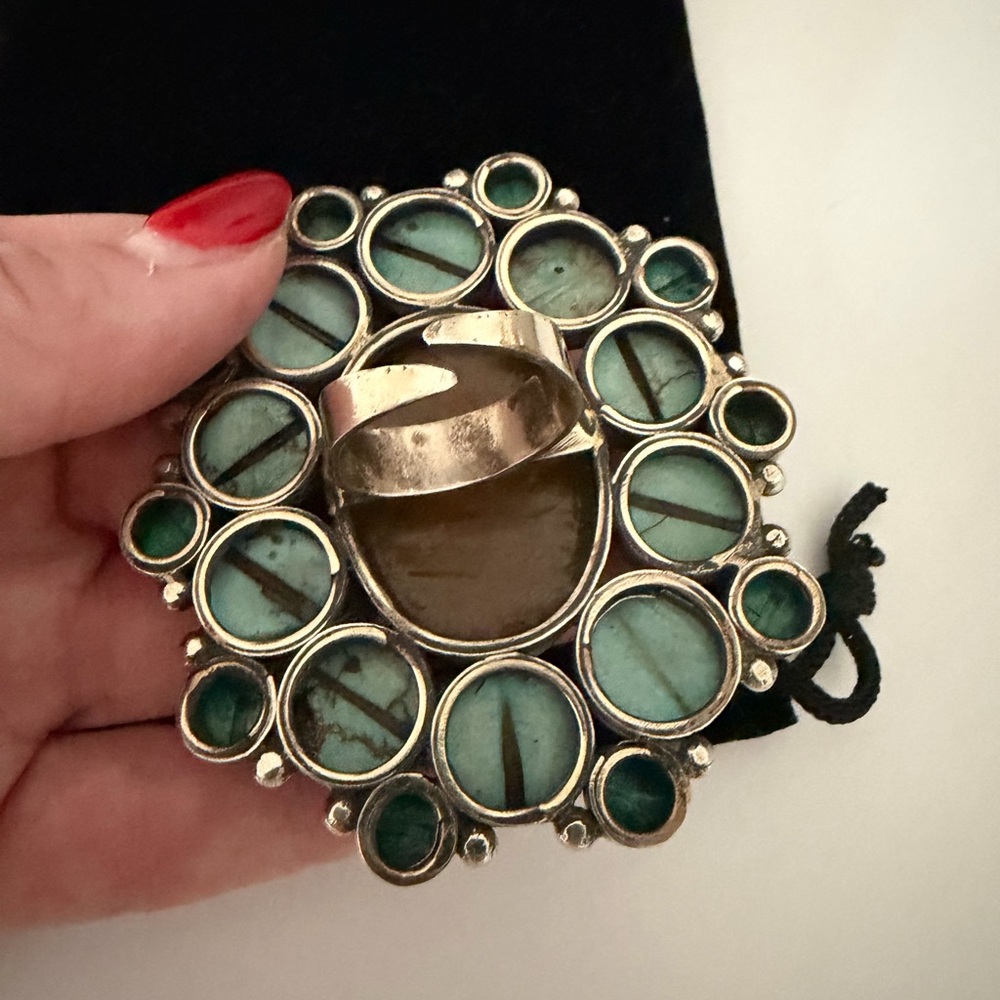 Turquoise Stone Cluster Statement Ring - Women Je… - image 5